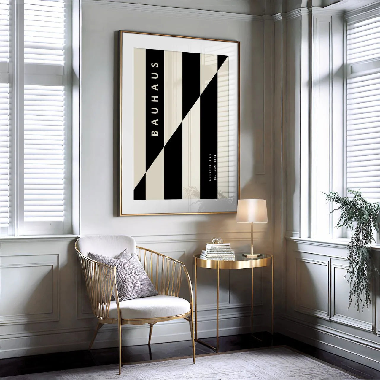 Bauhaus Black and Beige Stripe Poster