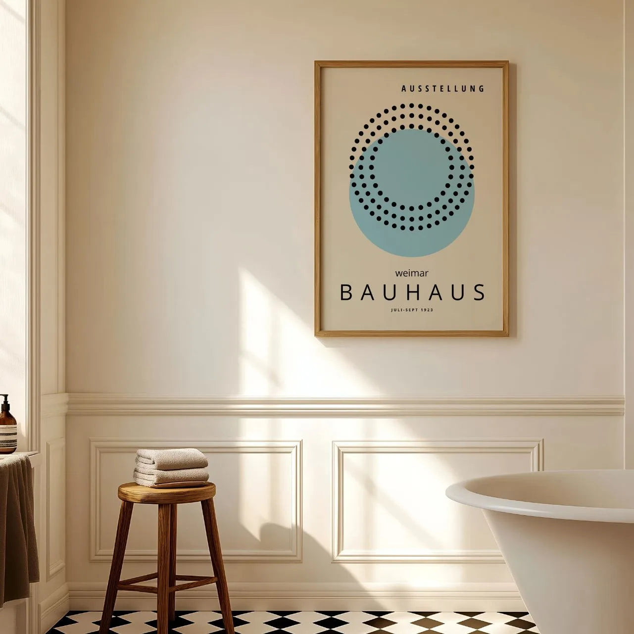 Bauhaus Blue Circle & Dots Poster