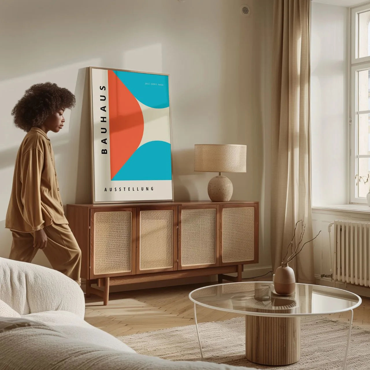 Bauhaus Blue & Red Abstraction Poster