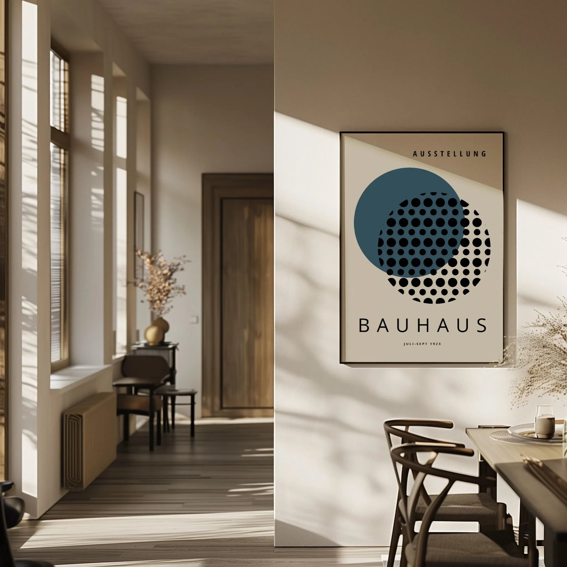 Bauhaus Navy Circle Harmony Poster