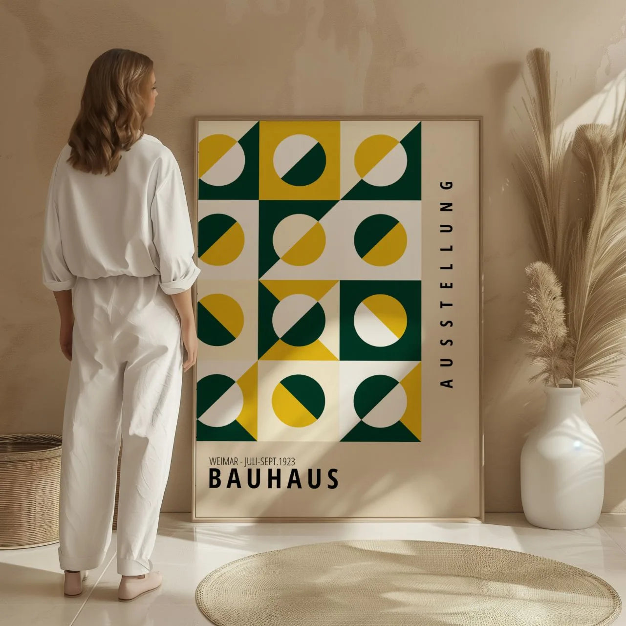 Bauhaus Green & Gold Geometry Poster