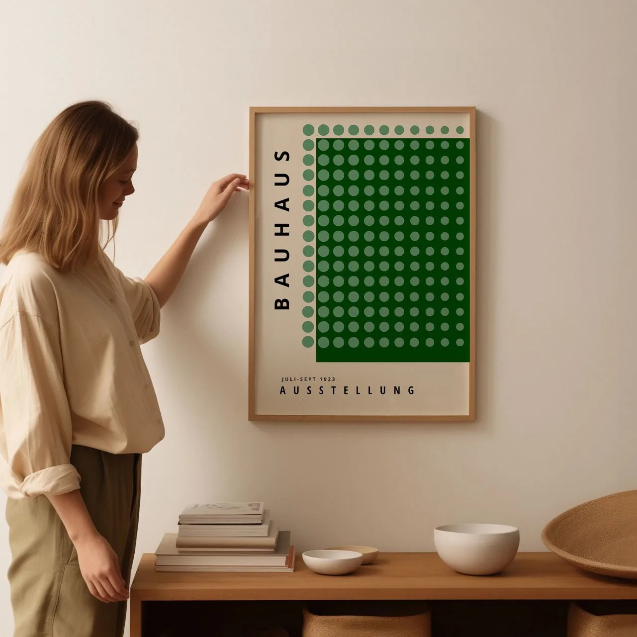 Bauhaus Green Circle Symmetry Poster