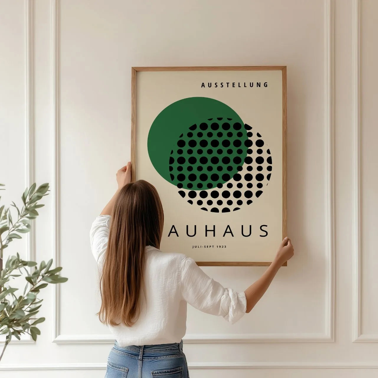Bauhaus Green Geometry & Dot Rhythm Poster