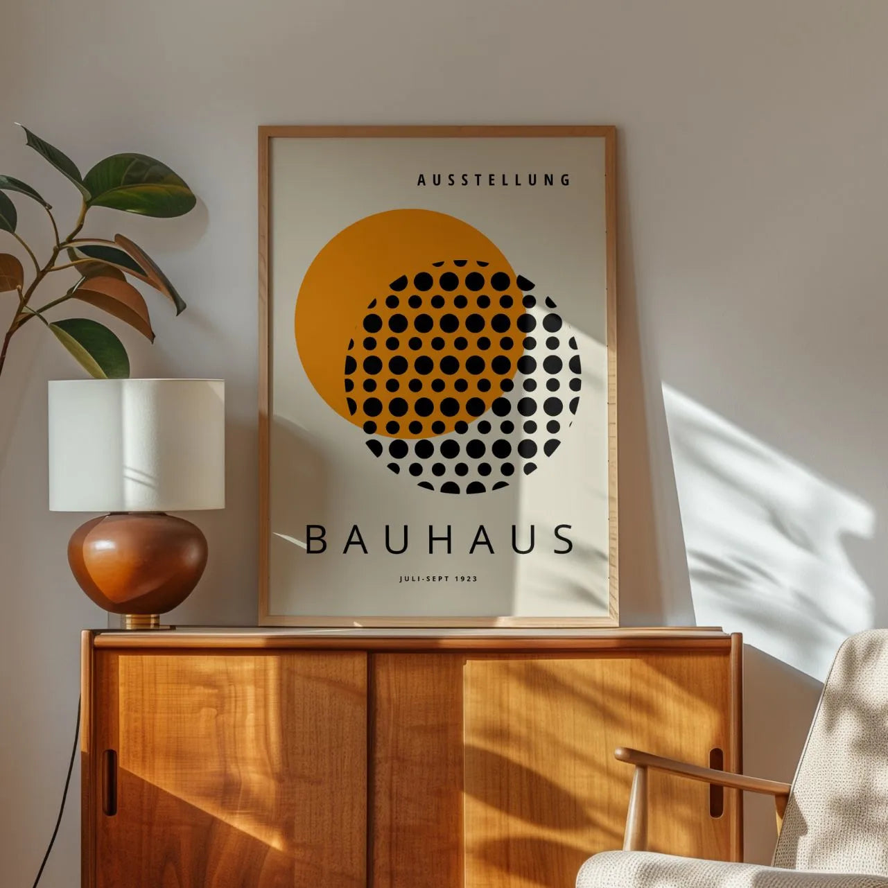 Bauhaus Orange Circle & Dots Poster