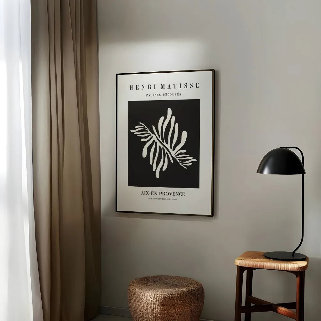 Henri Matisse White Leaf on Black Poster