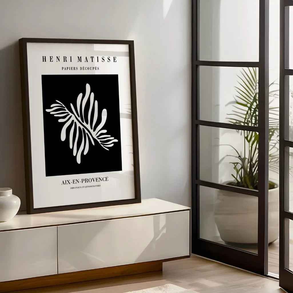 Henri Matisse White Leaf on Black Poster