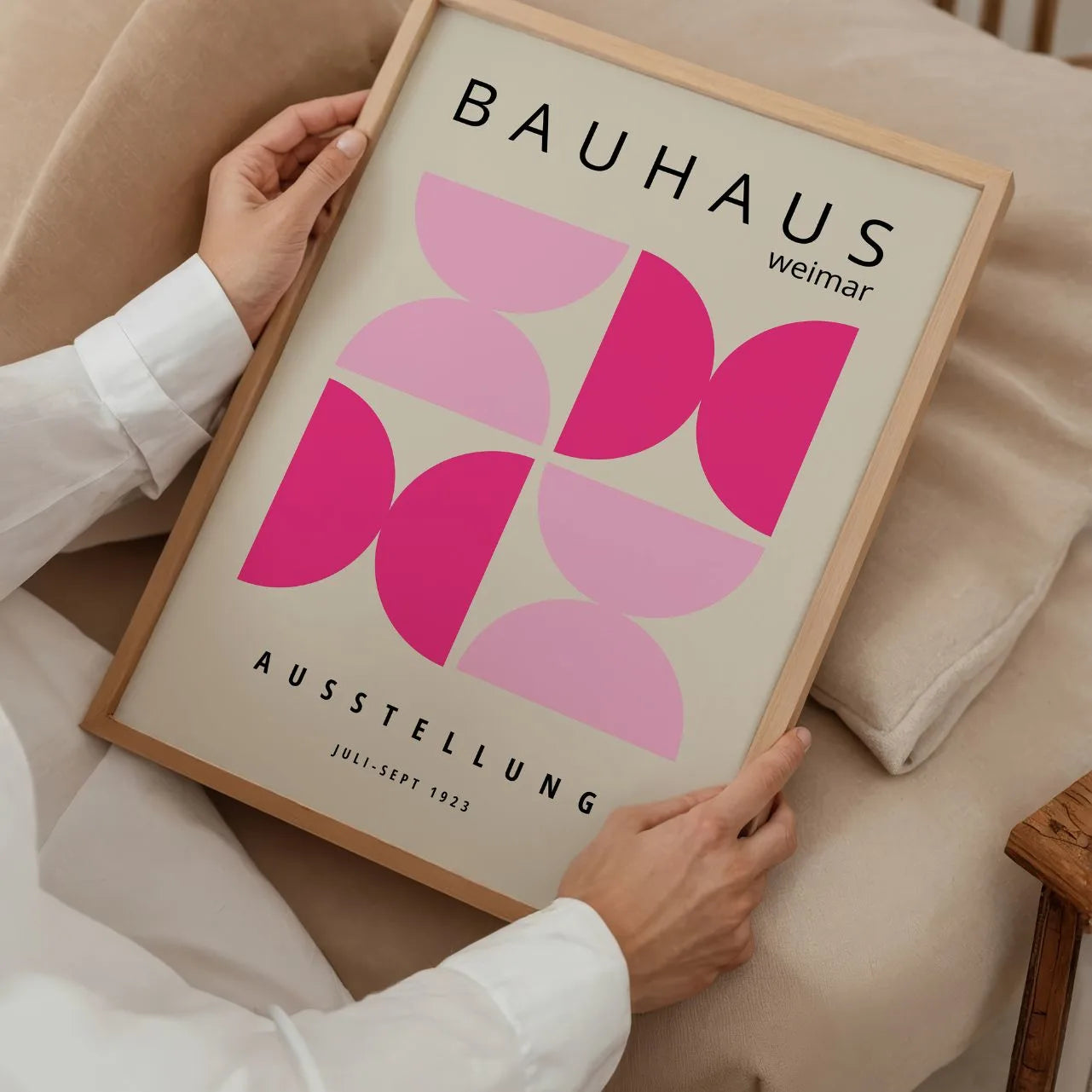 Bauhaus Pink Geometric Abstraction Poster