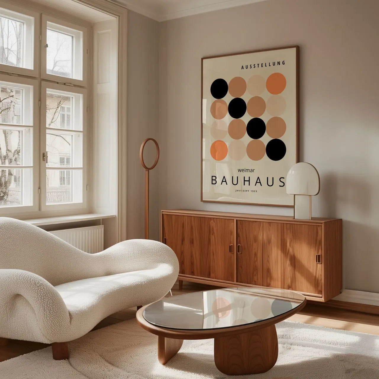 Bauhaus Beige & Black Circle Harmony Poster