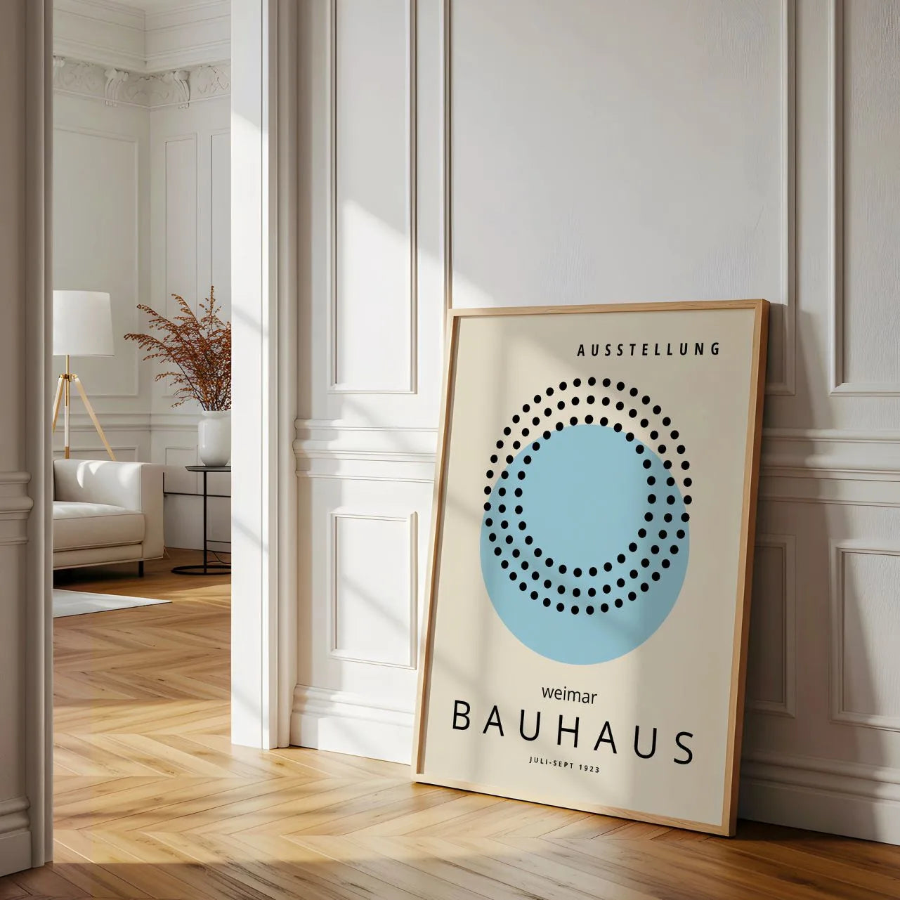 Bauhaus Blue Circle & Dots Poster
