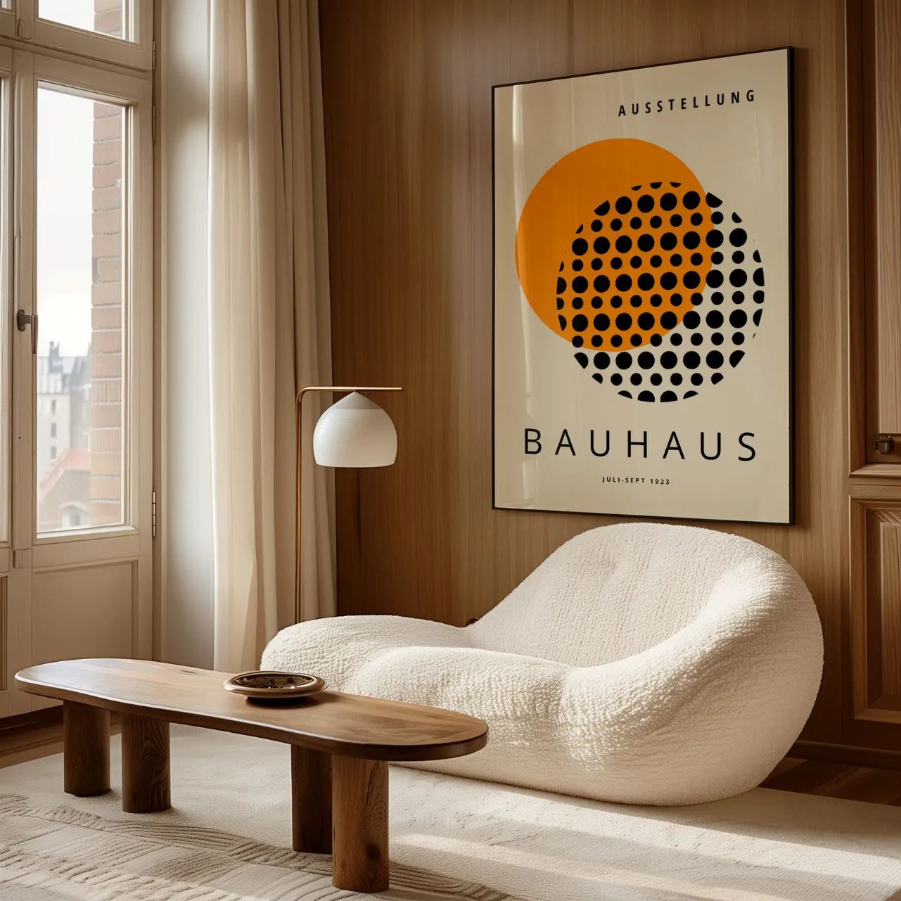 Bauhaus Orange Circle & Dots Poster
