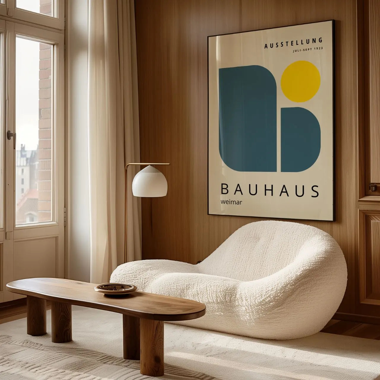Bauhaus Blue & Yellow Geometry Poster