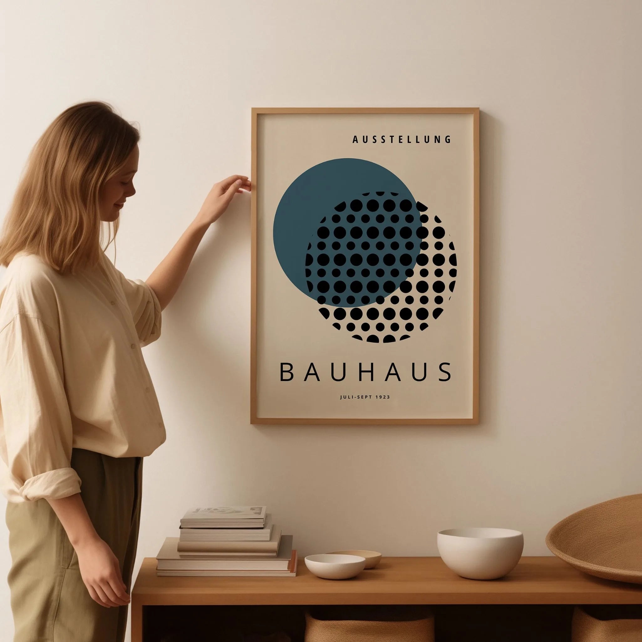 Bauhaus Navy Circle Harmony Poster