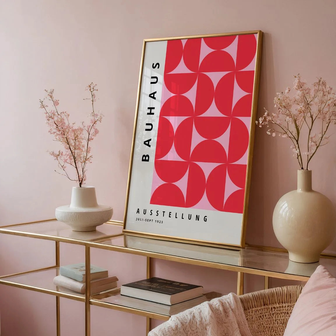 Bauhaus Red Symmetry Rhythm Poster