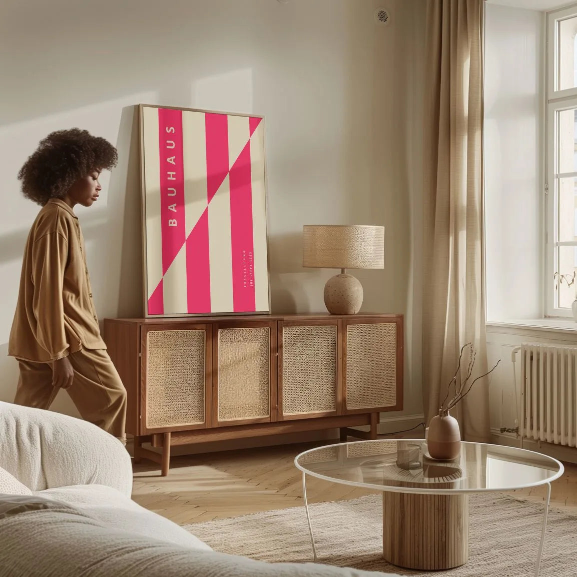 Bauhaus Pink Line Structure Poster