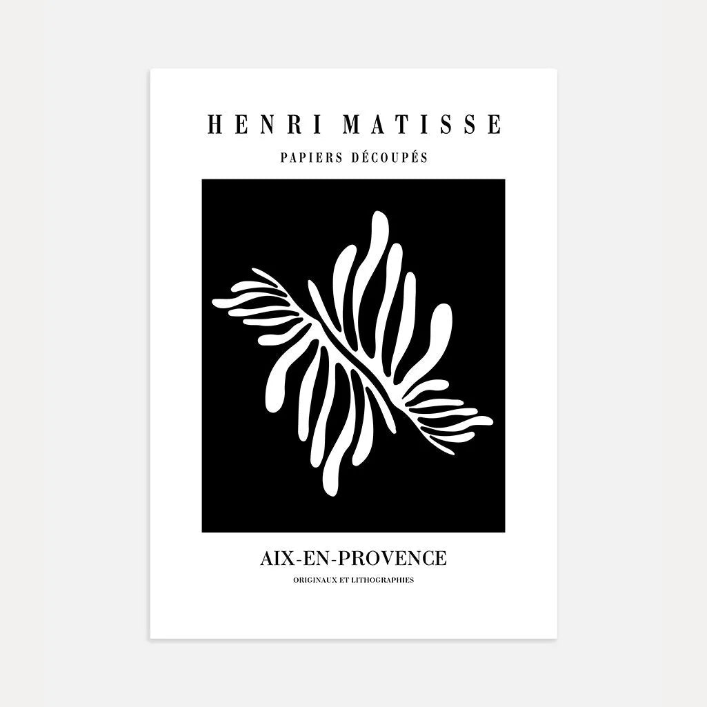 Henri Matisse White Leaf on Black Poster