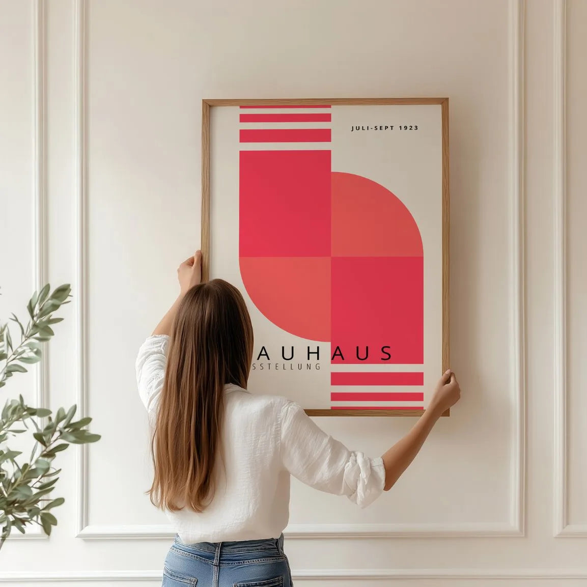 Bauhaus Pink Rhythm of Forms Poster