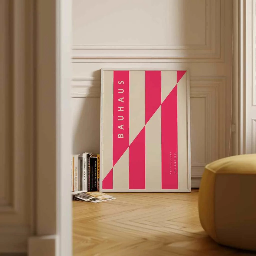 Bauhaus Pink Line Structure Poster