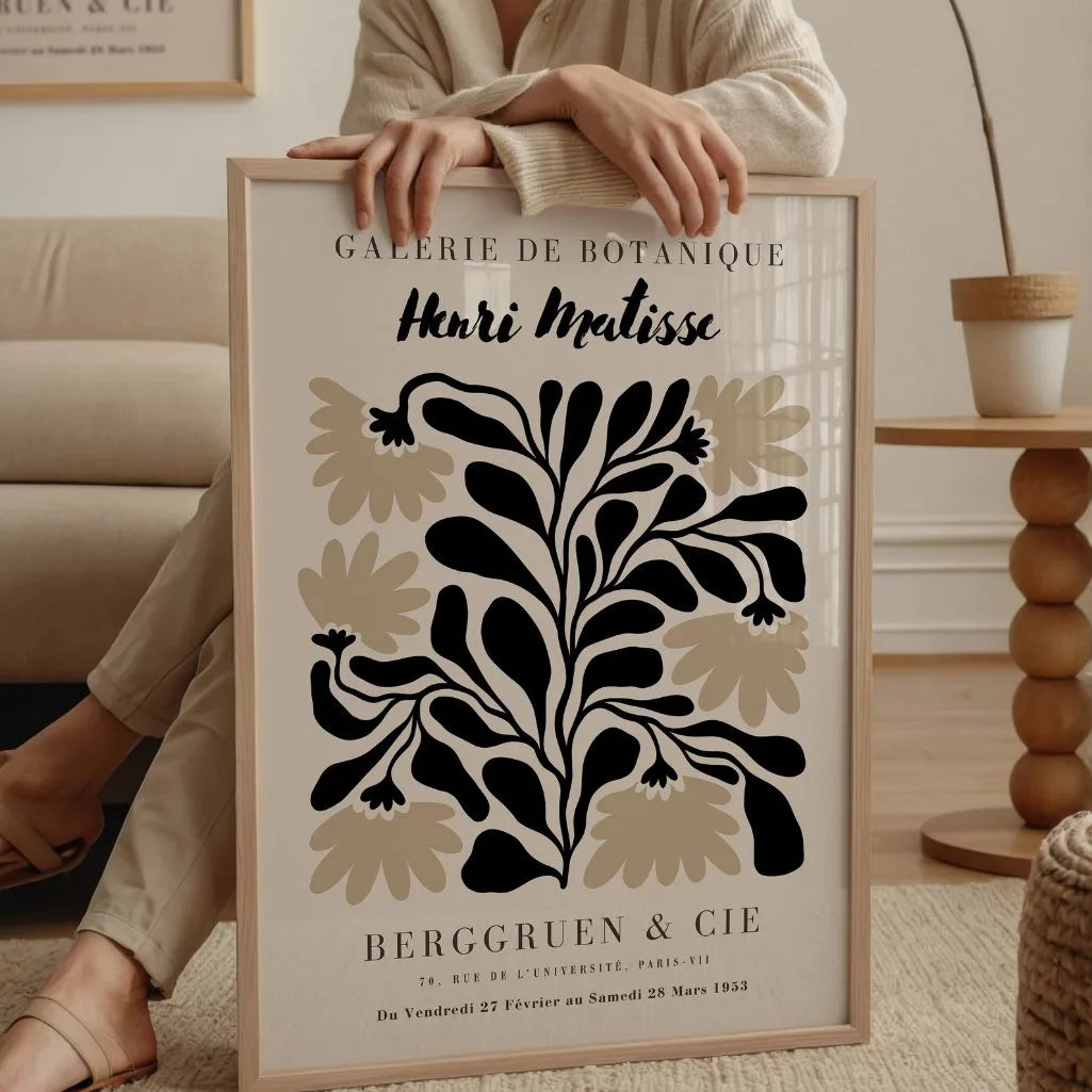 Henri Matisse Black & Beige Floral Cut-Out Poster
