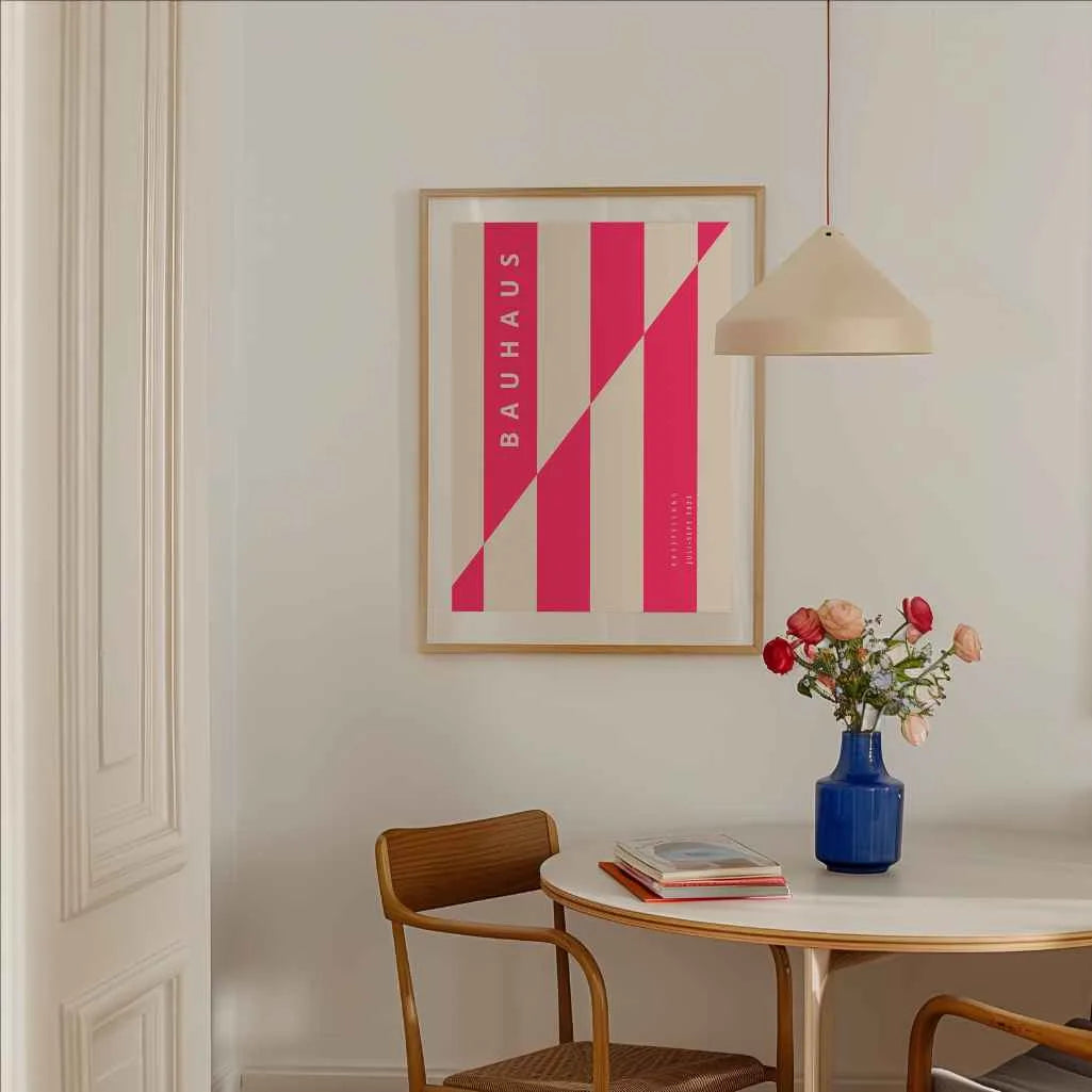 Bauhaus Pink Line Structure Poster