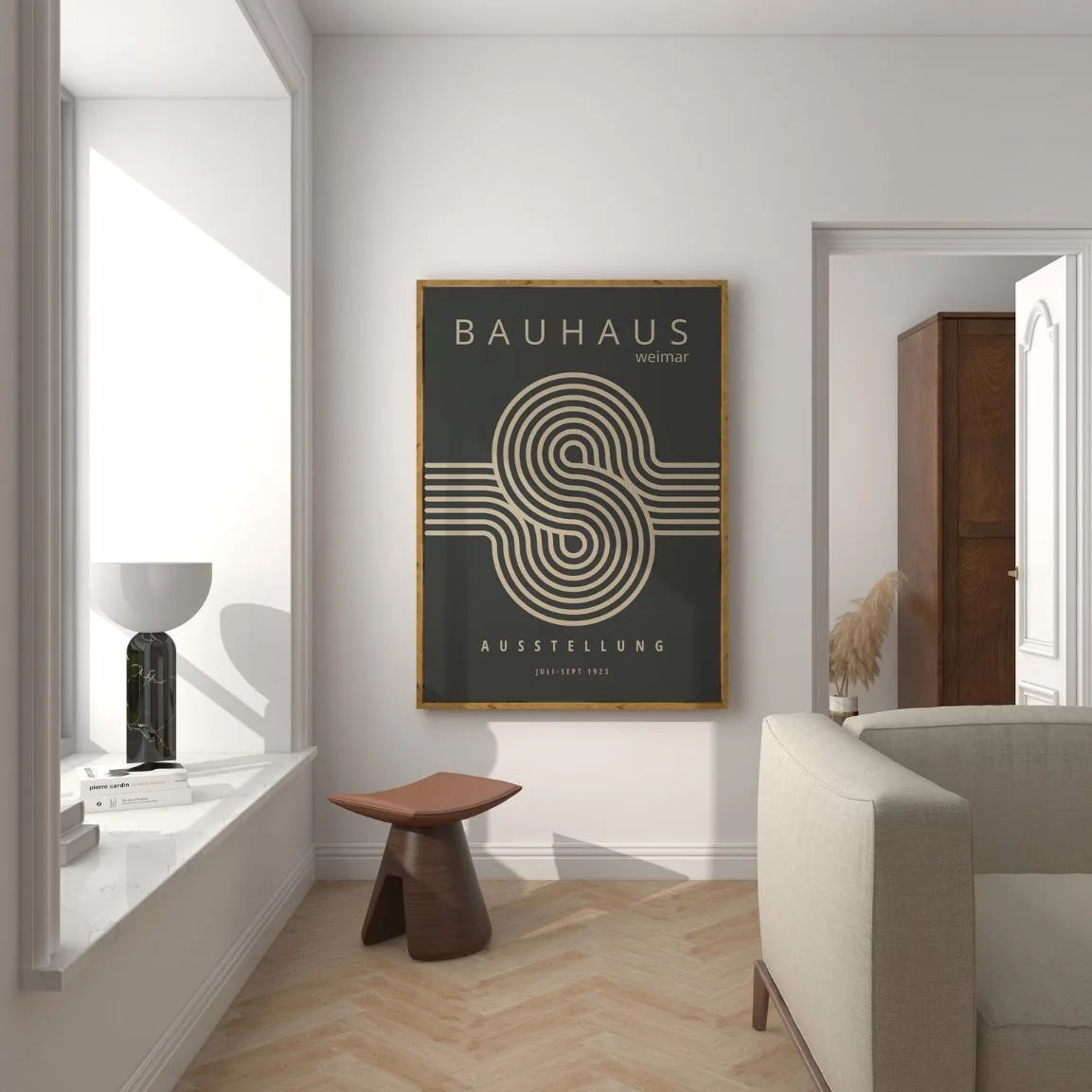 Bauhaus Harmony Line Poster in Beige on Dark