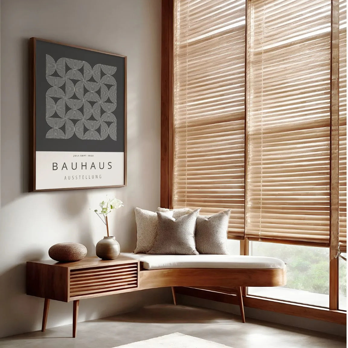 Bauhaus White Geometric Lines Poster