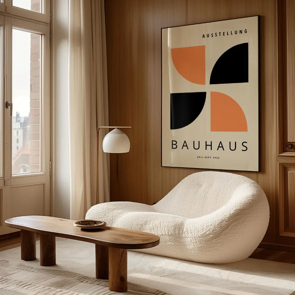 Bauhaus Orange & Black Symmetry Poster