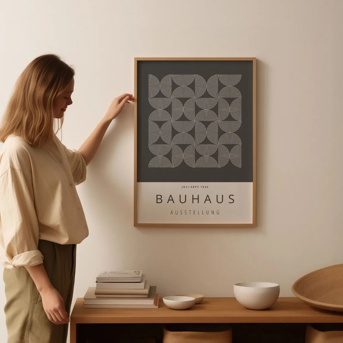Bauhaus White Geometric Lines Poster