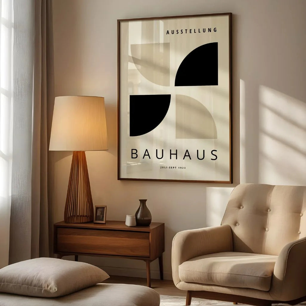 Bauhaus Black & Beige Symmetry Poster