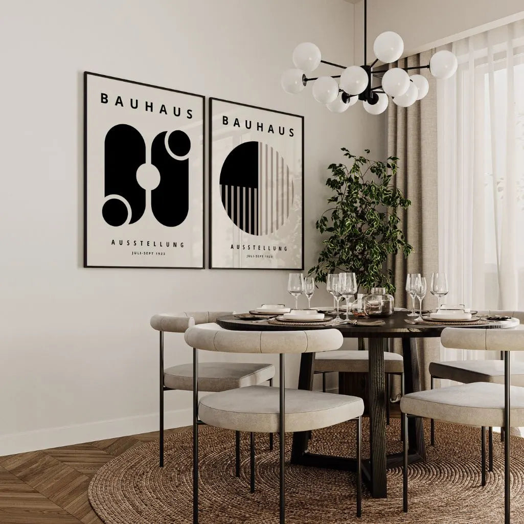 Bauhaus Monochrome Harmony Set of 2 Posters