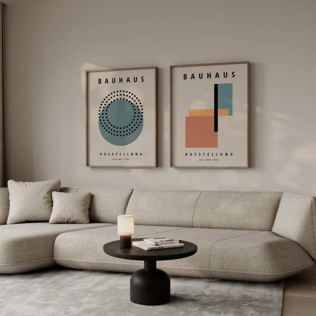 Bauhaus Green and Terracotta Poster Set of 2