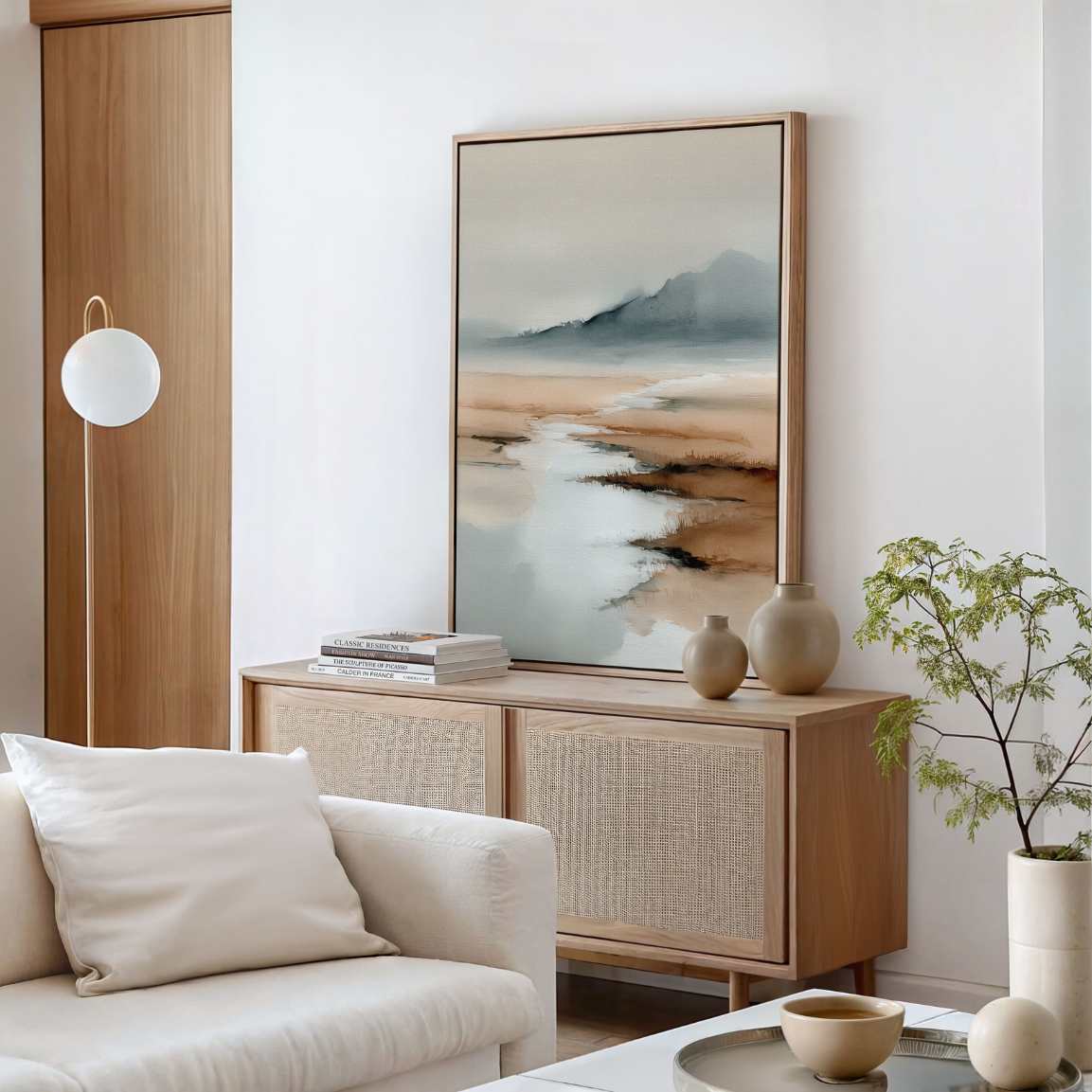 Framed Canvas Print Misty Watercolor