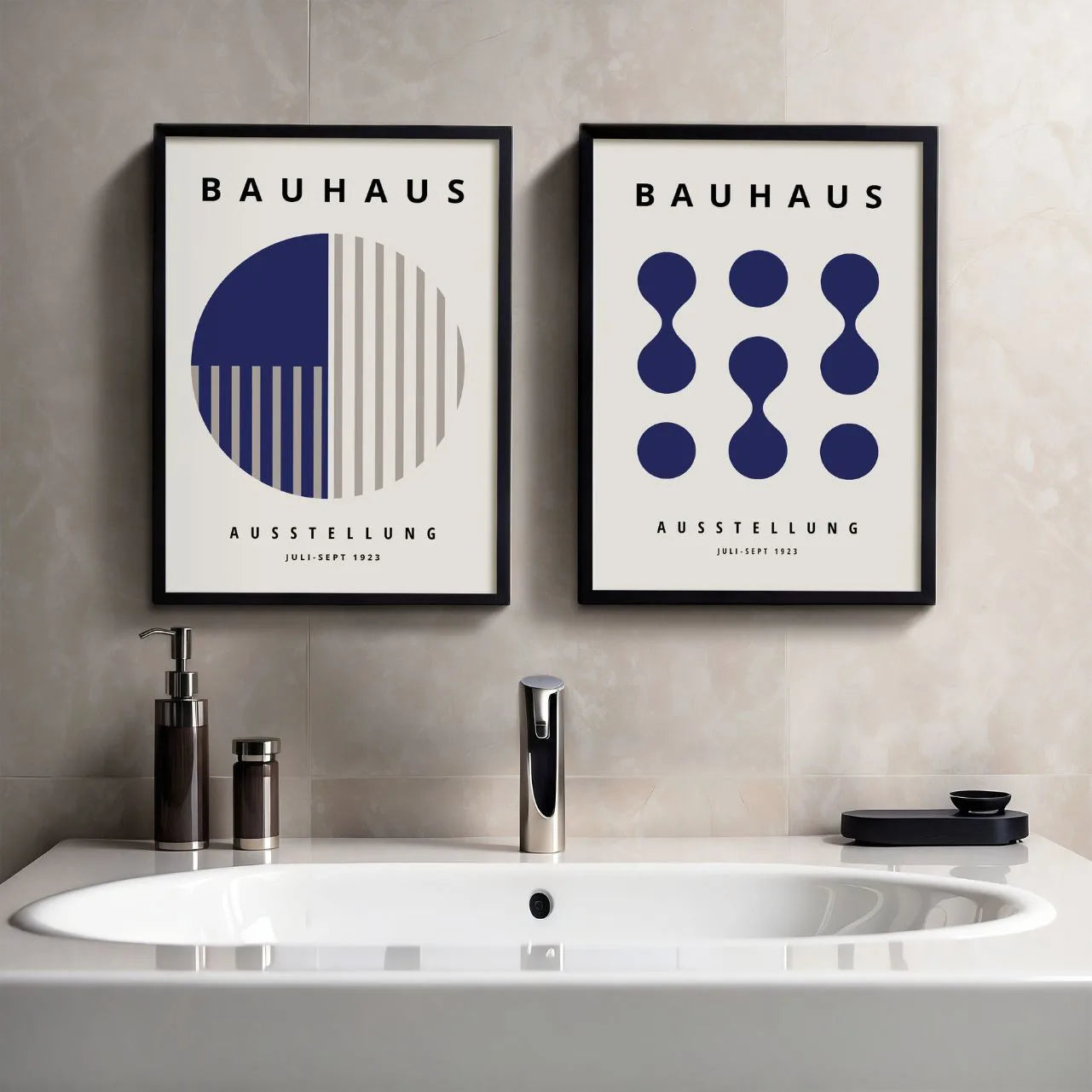 Bauhaus Navy Poster Set of 2