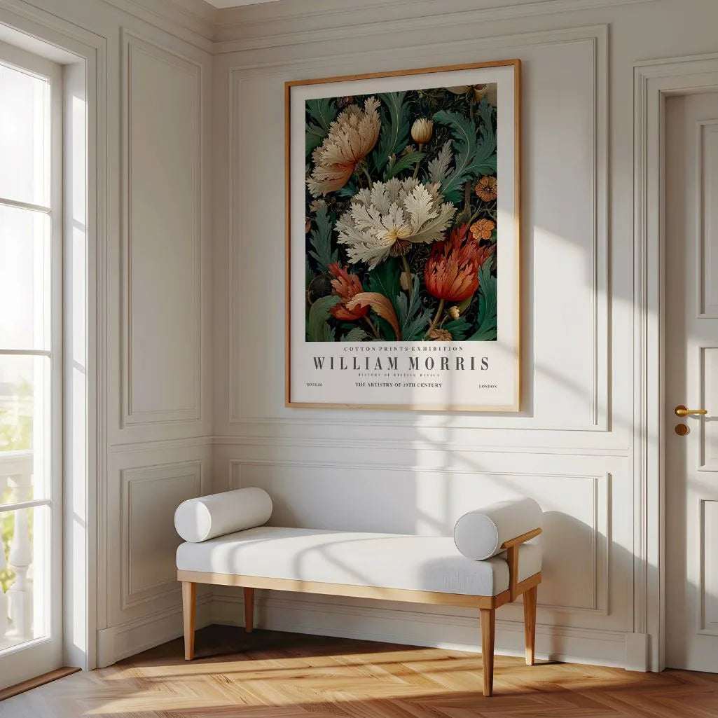 William Morris Cream and Red Flowers Poster