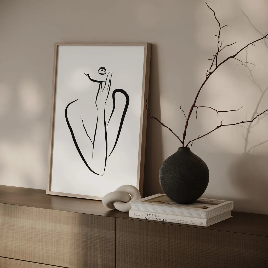 Whisper of Emotions Female Line Art Poster