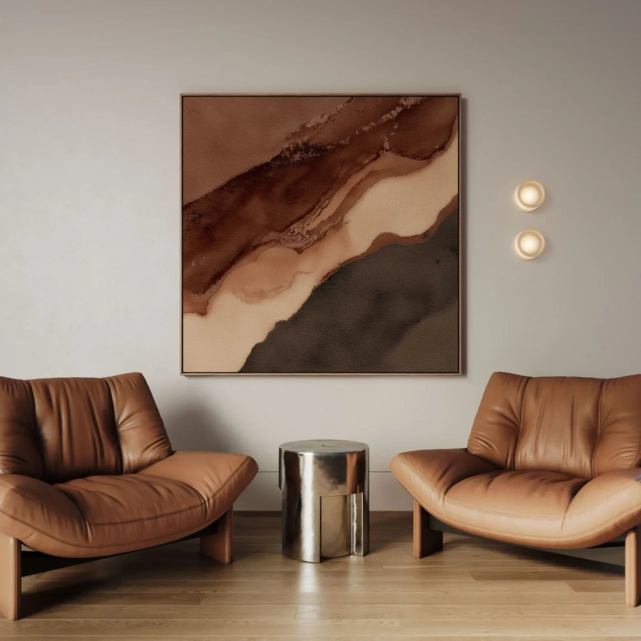 Framed Canvas Print Brown Current