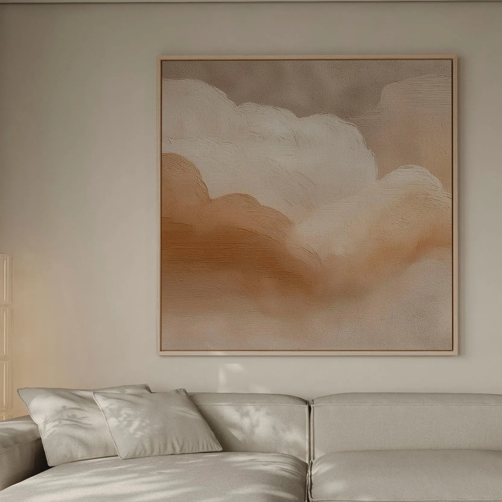 Framed Canvas Print Beige Clouds