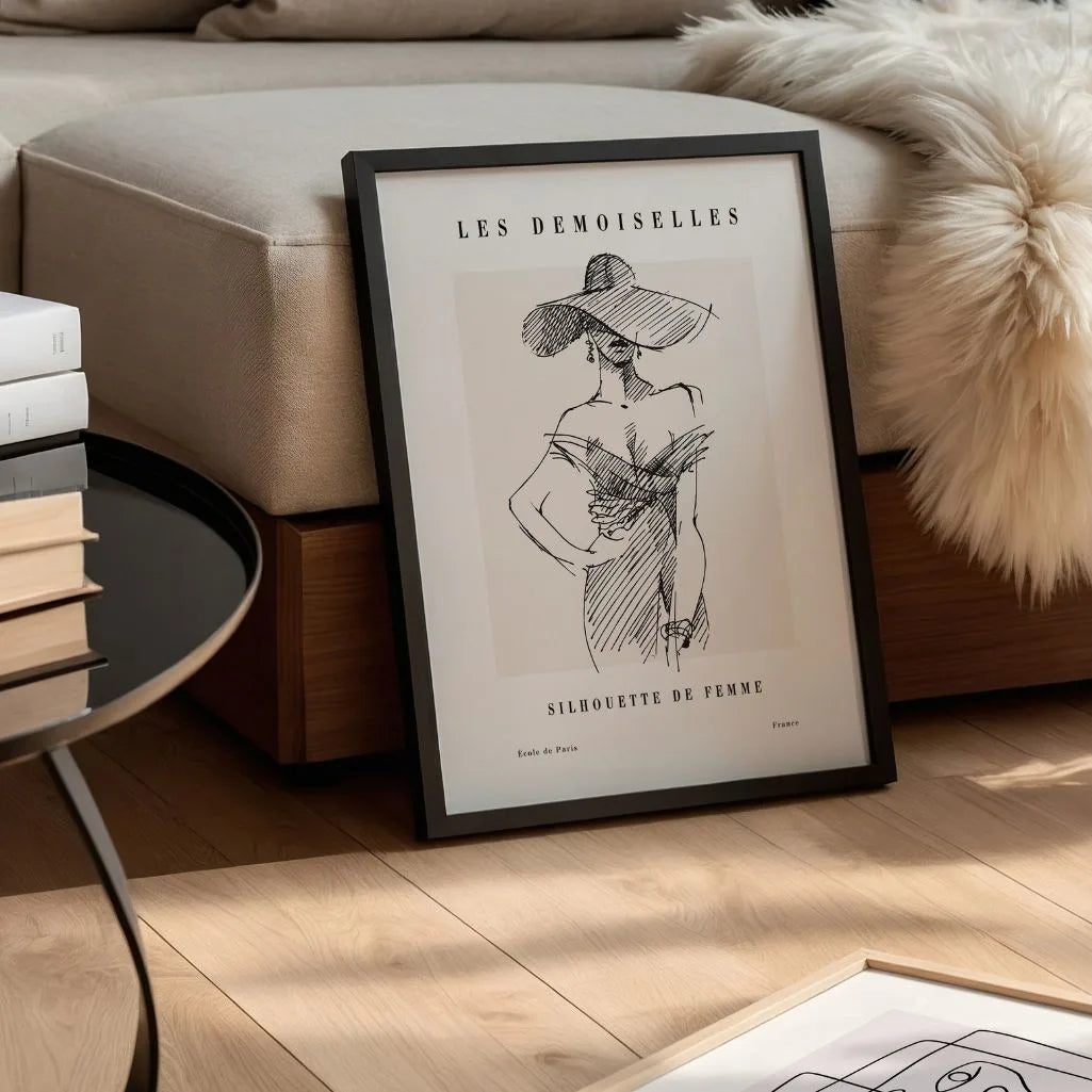 Line Art Woman in Hat Poster