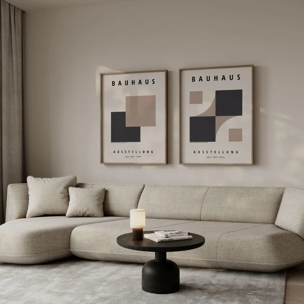 Bauhaus Taupe & Graphite Poster Set of 2