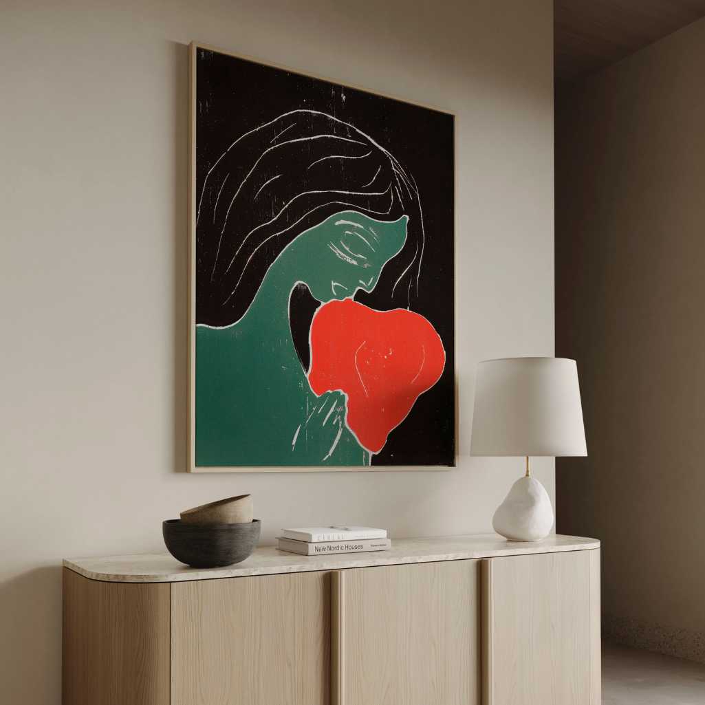 Framed Canvas Print Two Hearts