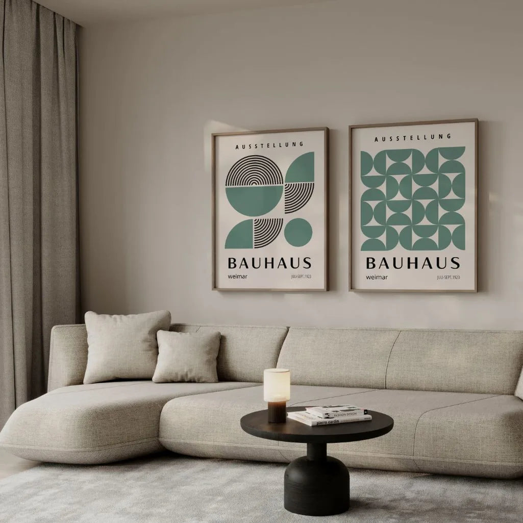Bauhaus Mint Geometry Poster Set of 2
