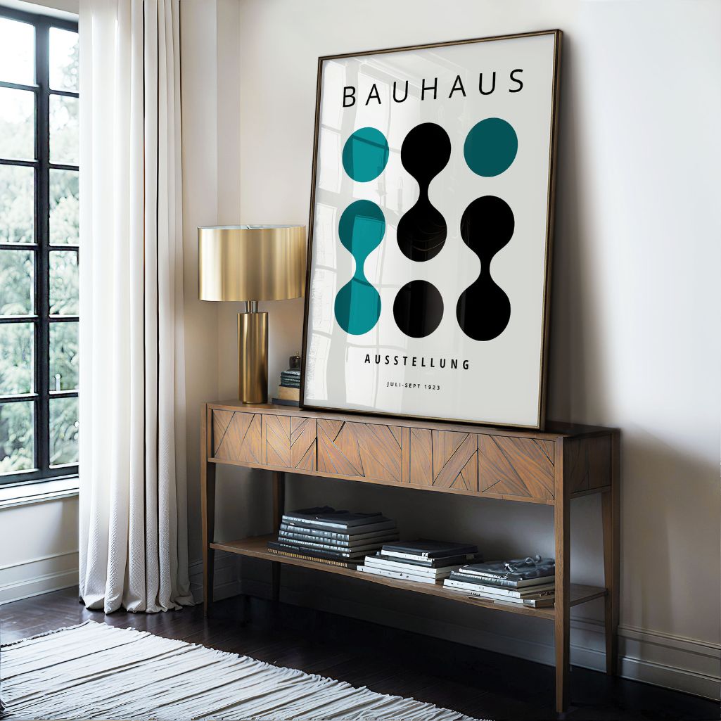 Bauhaus Turquoise & Black Composition Poster