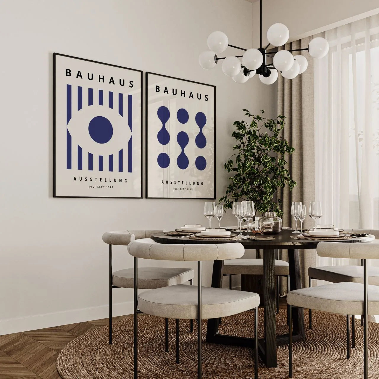 Bauhaus Deep Navy Poster Set of 2