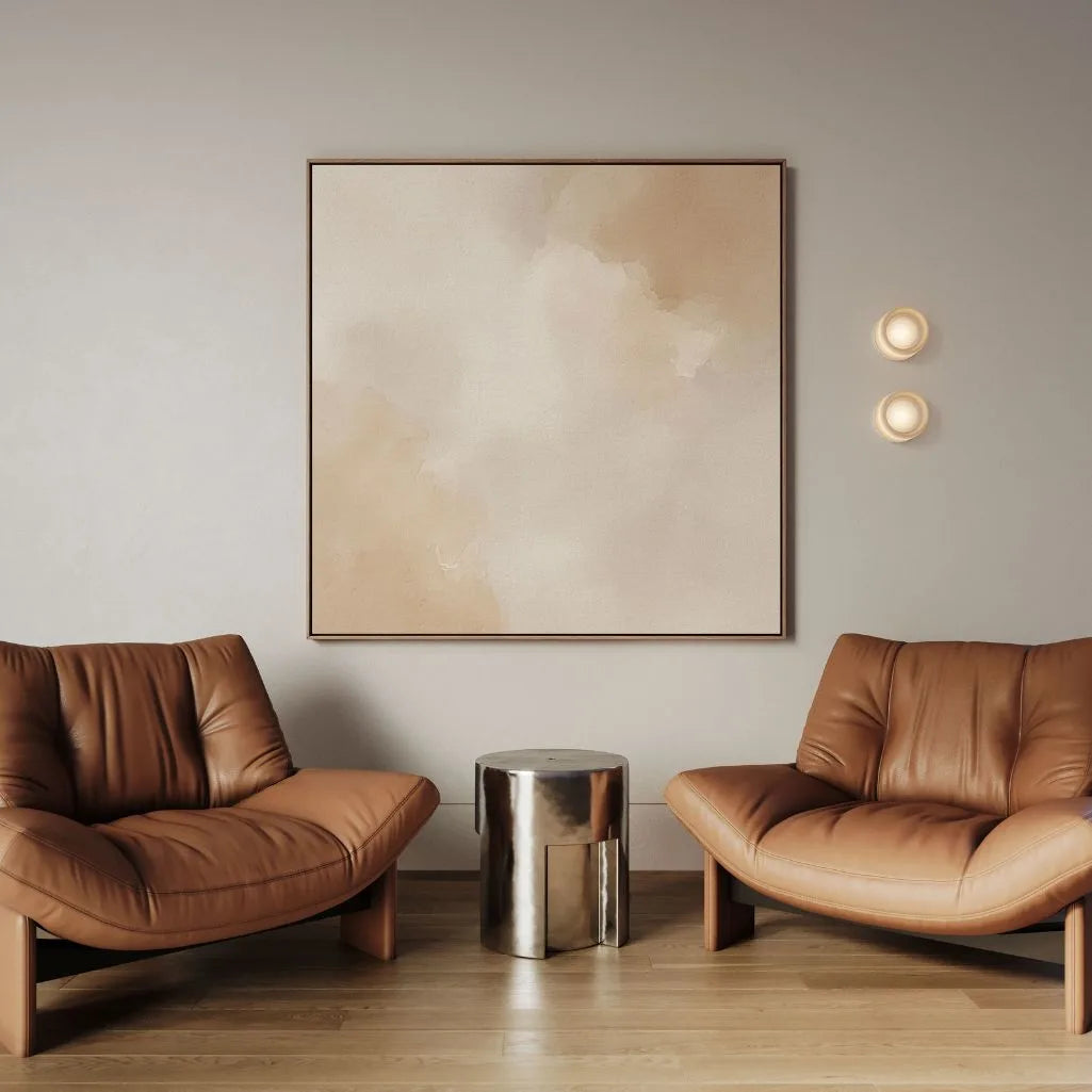 Framed Canvas Print Beige Abstract