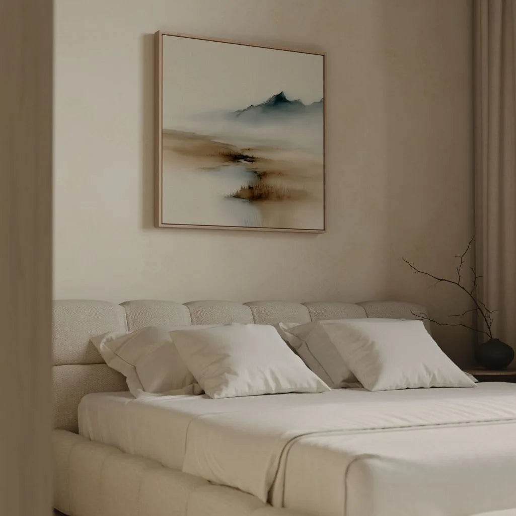 Framed Canvas Print Beige and Blue Mist