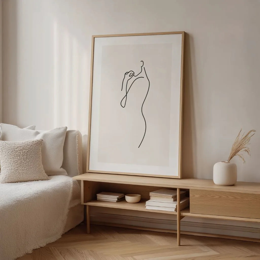 Delicate Female Silhouette Line Art Poster