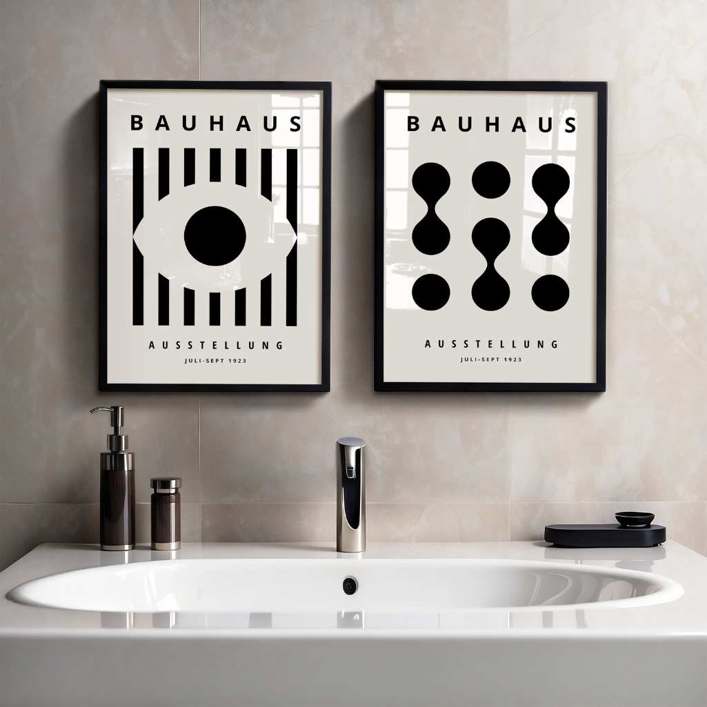 Bauhaus Black and Beige Poster Set of 2