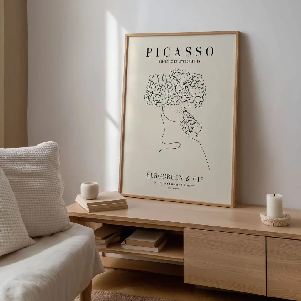 Picasso-Inspired Line Flowers Poster