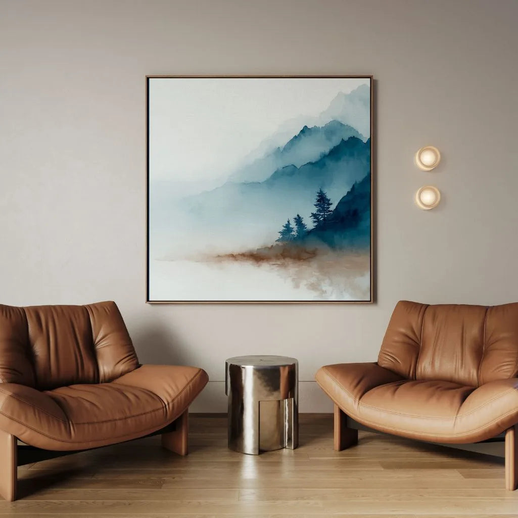 Framed Canvas Print Mist Over the Mountains