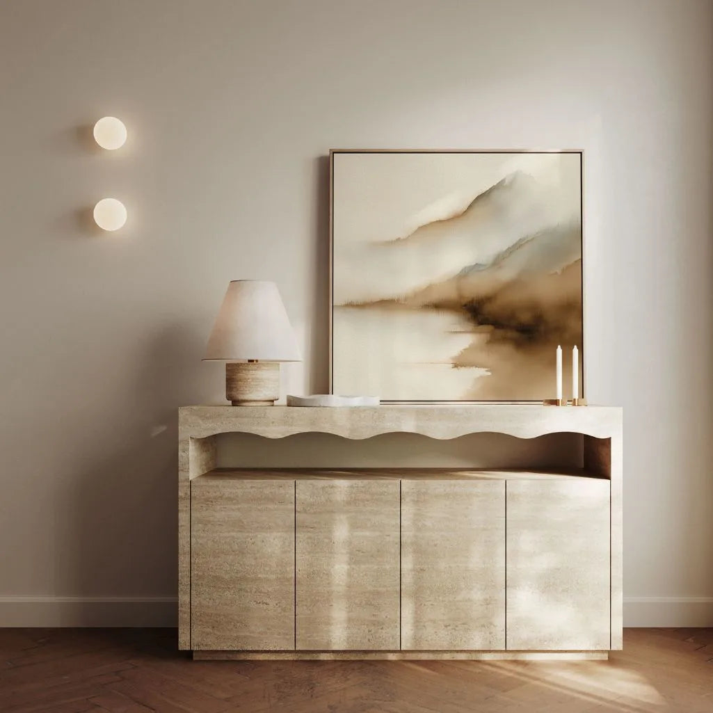 Framed Canvas Print Mist Over the Lake