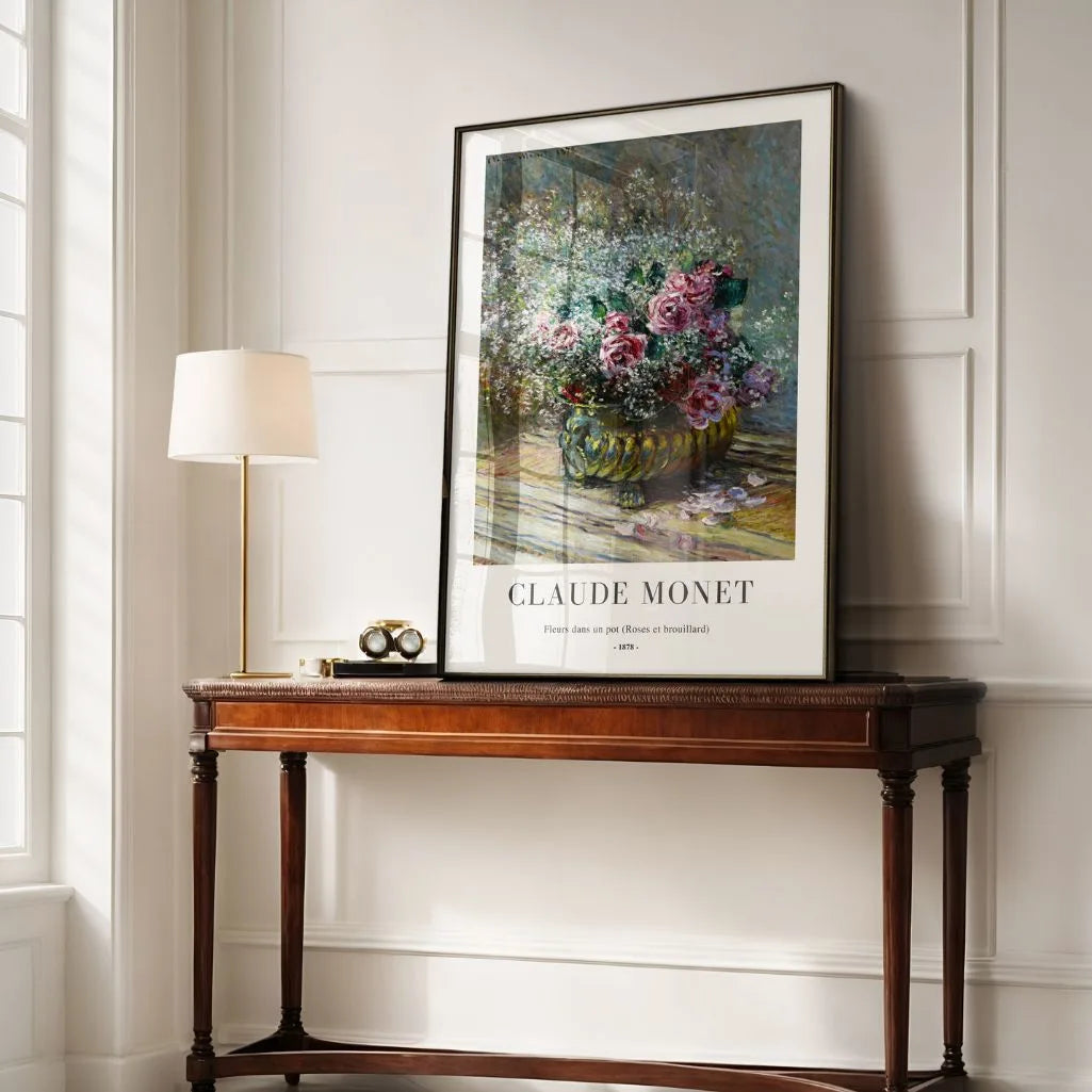 Jacques Monet Roses Monet Print – Romantic Floral Wall Art in Soft Light – Elegant Calm for ...